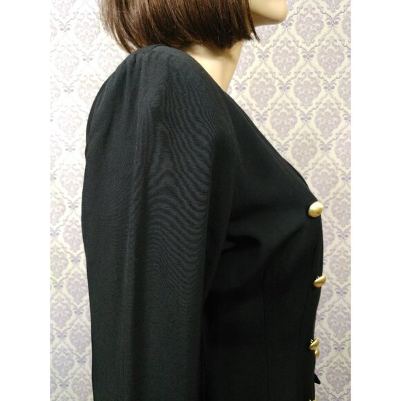Vtg 80s 90s All That Jazz Blazer Size S Black Double Breasted Gold Buttons - Picture 7 of 11